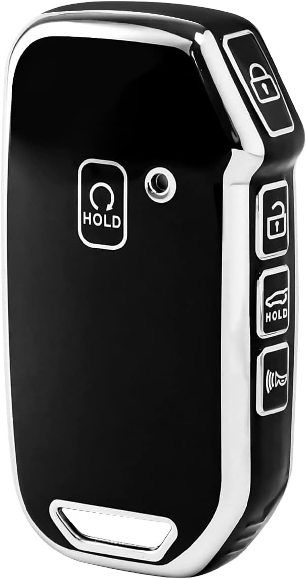 OFFCURVE Key Fob Cover with Keychain for Ford Fusion Explorer Escape F150 F250 F350 F450 F550 Edge Maverick Expedition Lincoln Aviator 5 Buttons Smart Key Holder, Black