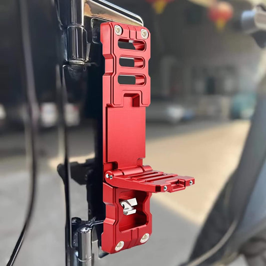 Door Hinge Step, Aluminum Door Hinge Foot Peg Step Compatible with Jeep Wrangler 2007-2018 JK JKU, 2018-2021 JL JLU 1PC, Red