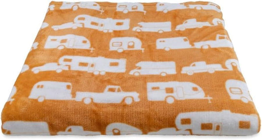 Camco 53441 "Life is Better at the Campsite" Plush Fleece Blanket - Queen Size, Autumn Gold