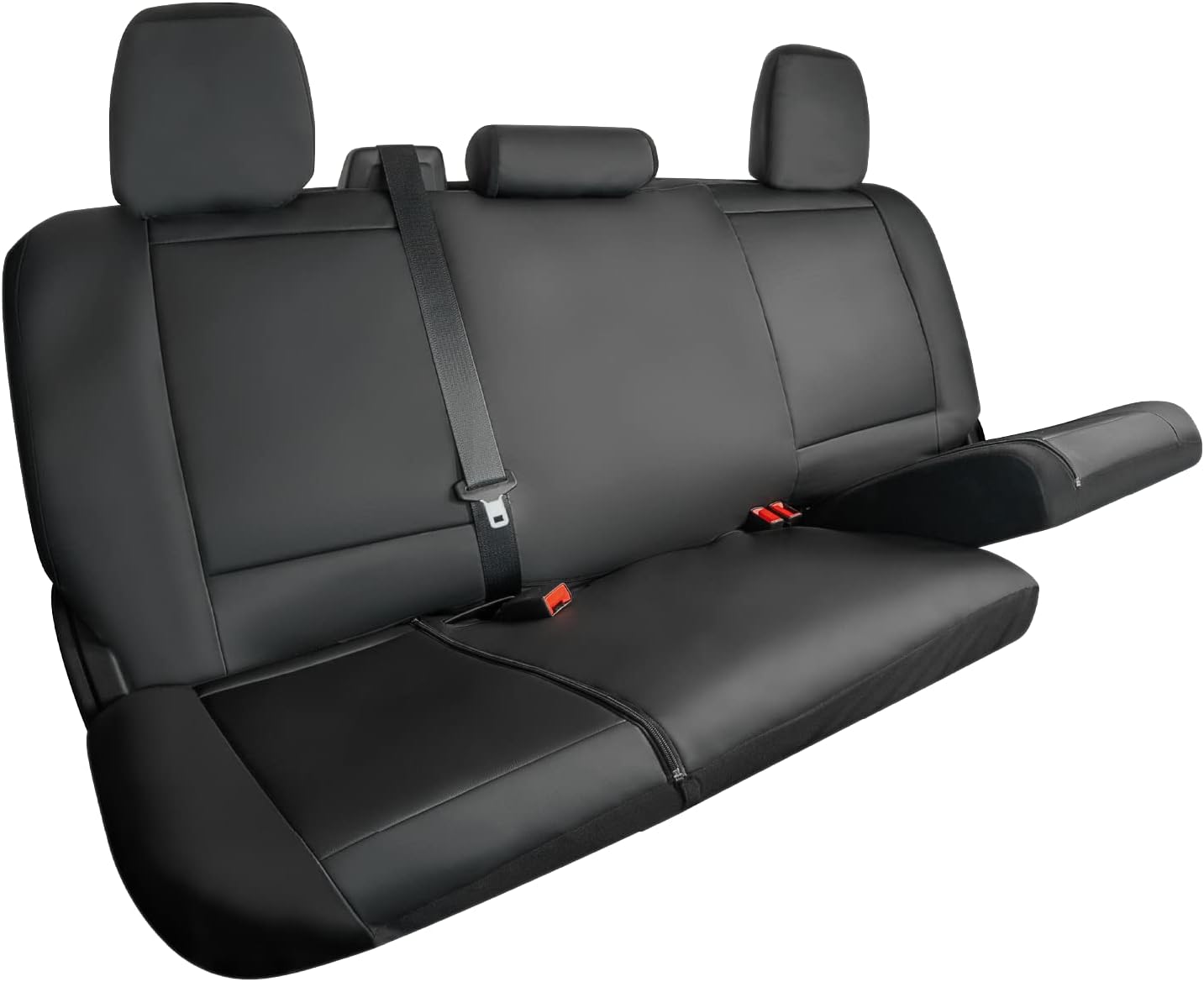 Season Guard Truck Bench Seat Cover; Universal Design Fits Silverado F-150 Ram Sierra Titan Tundra Full-Size Pick-up Trucks; Faux Leather; All Folding Bench,Split or Standard Seats, Black (1370036SG)