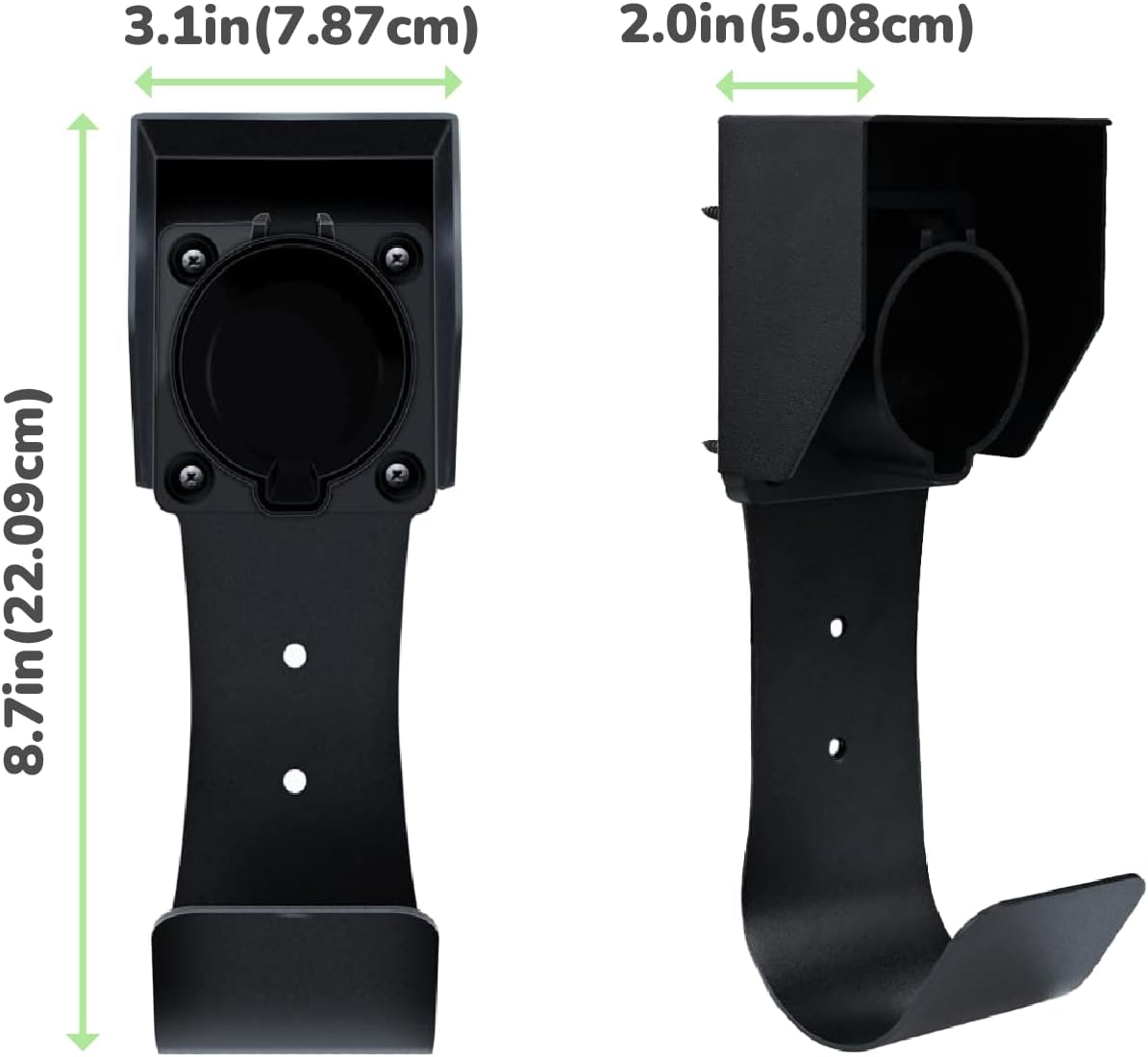 MÖTEN evfc EV Charger Connector/Nozzle Holster Dock, J-Hook Cable Hanger Cable Management Wall Mount for SAE J1772 Connector, Made Out of Heavy-Duty Steel and Strong ABS Material