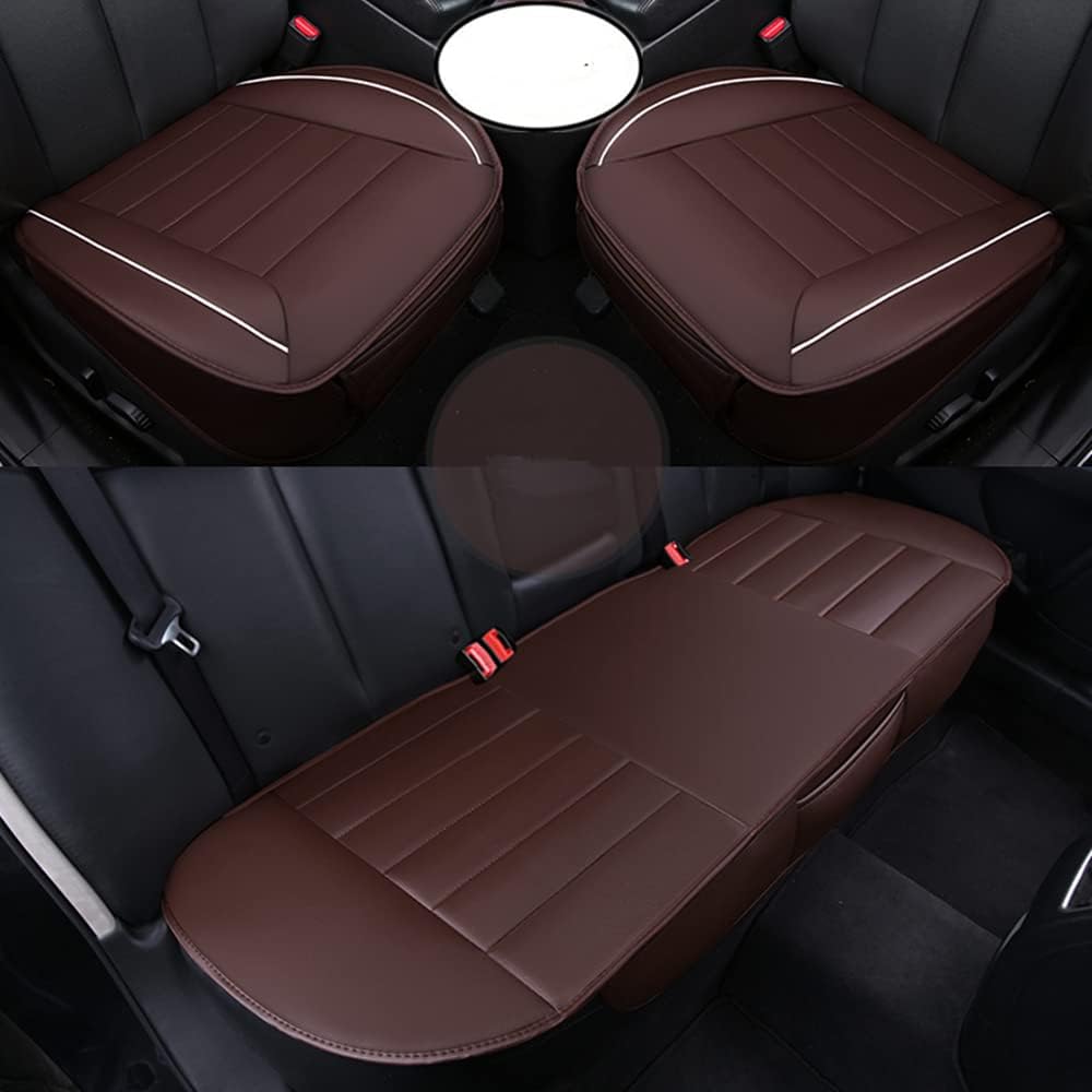 HONCENMAX Car Seat Cover Cushion Pad Mat Protector for Auto Supplies for Sedan Hatchback SUV PU Leather [Without Backrest] 2+1 Front Seat Covers&Rear Seat Cover