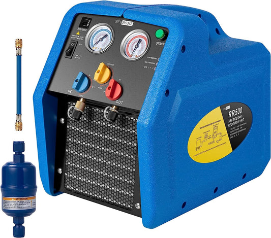 SPECSTAR R1234YF 1 HP Dual Cylinder Portable Refrigerant Recovery Machine Oil-Less Freon Recycling Unit for Vapor Liquid Refrigerant