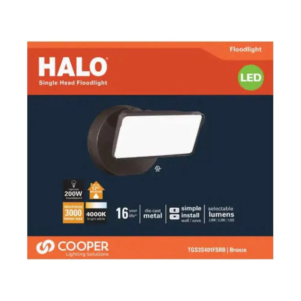 Halo Switch Hardwired LED Bronze Floodlight