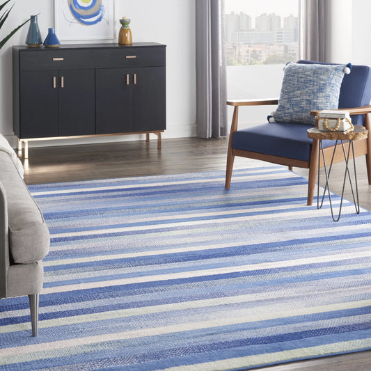 Nourison Whimsicle Eclectic Modern Blue Multicolor 8' x 10' Area Rug, (8' x 10')