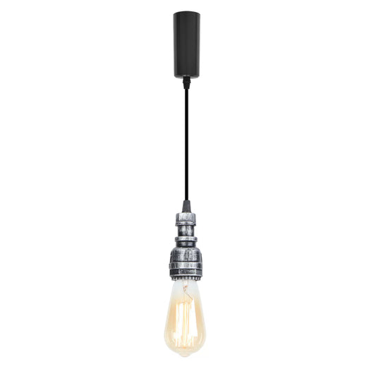 Kiven H-Type Track Lighting, 1-Light Industrial Halo Track Pendant Light, Steampunk Style Track Light Pedant Adjustable Length for Bedroom Kitchen Shop Home Cafe,Silvery Finish