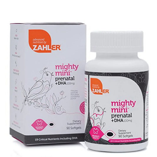 Zahler Mighty Mini Prenatal DHA, One a Day Complete Prenatal Vitamins for Mother and Child, Prenatal with DHA supports brain development in babies, Certified Kosher, 90 Softgels