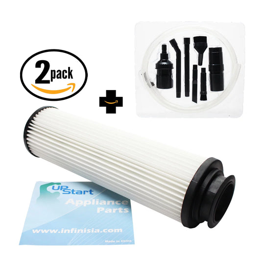 2-Pack Replacement Hoover WindTunnel Bagless Upright UH40265 Vacuum HEPA Cartridge Filter with 7-Piece Micro Vacuum Attachment Kit - Compatible Hoover 40140201, Type 201 HEPA Filter