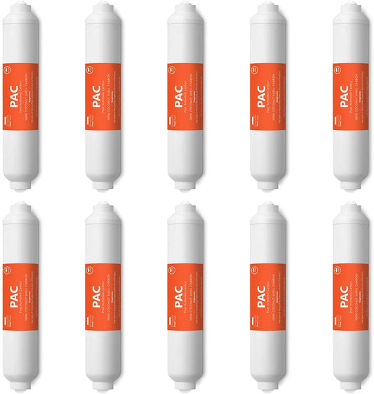 10 Pack Inline Coconut Carbon Quick Connect GAC Water Post Filter Reverse Osmosis Standard 10