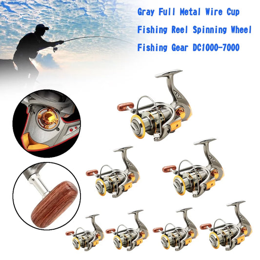 Gray Full Metal Wire Cup Fishing Reel Spinning Wheel Fishing Gear DC1000-7000