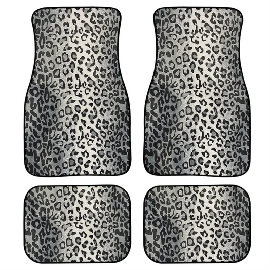FKELYI Leopard Print Car Floor Rug Mats Full Set for Sexy Women,2pcs Front+2pcs Rear Anti-Slip Rubber Backing Floor Mats,Durable Contour Liners for Car SUV Truck and Van