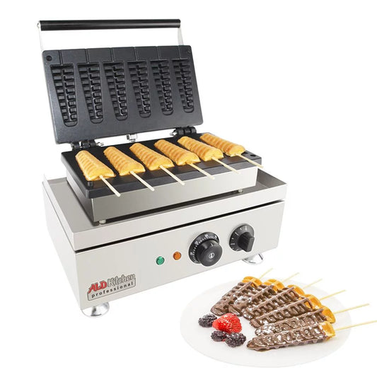 Stick Waffle Maker ALDKitchen 110V Commercial Quality, Coated Non-Stick, Stainless Steel (SIX Small)
