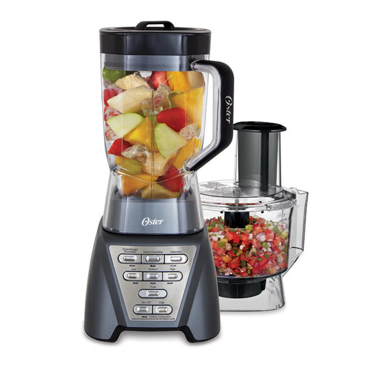 Oster Pro 1200 Blender with 3 Pre-Programmed Settings and 5-Cup Food Processor, Gray