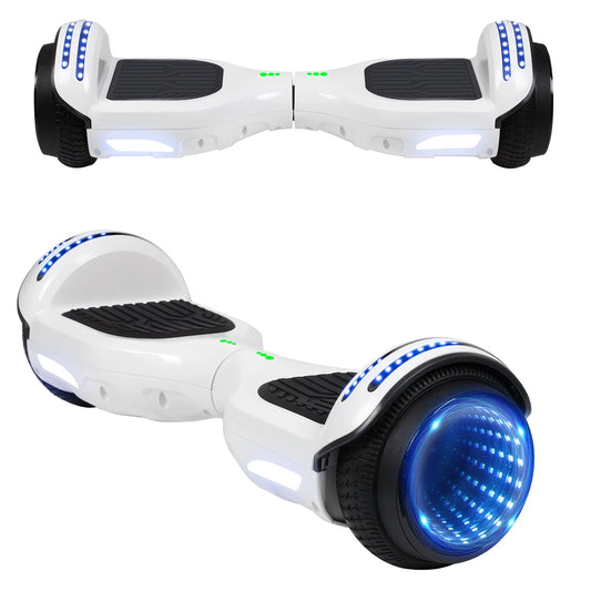 Hoverboard 6.5 Two-Wheel Self Balancing Hoverboard without Free Carry Bag with Bluetooth and LED Lights Electric Scooter Child present, Spray Paint White 1 PCS
