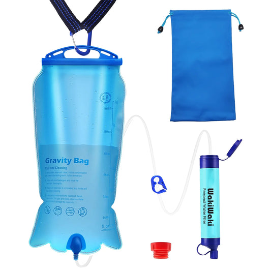 WakiWaki Survival Gear, Emergency Water Purifier for Camping, Hiking, Backpacking, Natural Disaster