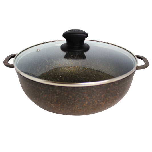 Imusa 7 Quart Nonstick Fuzion Caldero (Dutch Oven) with Glass Lid, Bronze