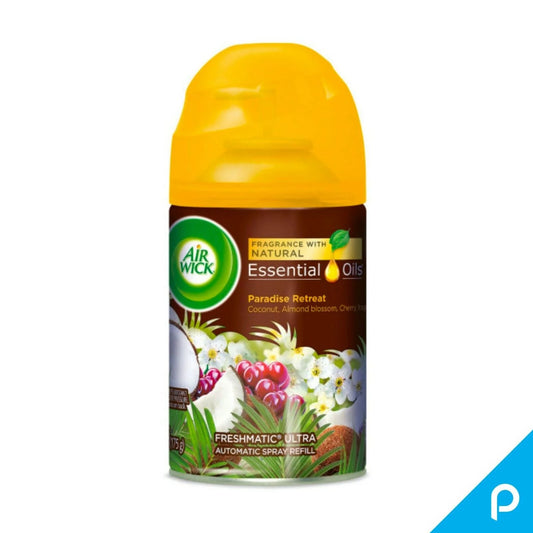Air Wick Life Scents Automatic Air Freshener Spray, Paradise Retreat with Coconut, Almond Blossom & Cherry Scent (Pack of 4)