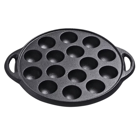1PC Casting Iron Pan Thickened Frying Pan Practical Snail Pan (15 Holes Black)