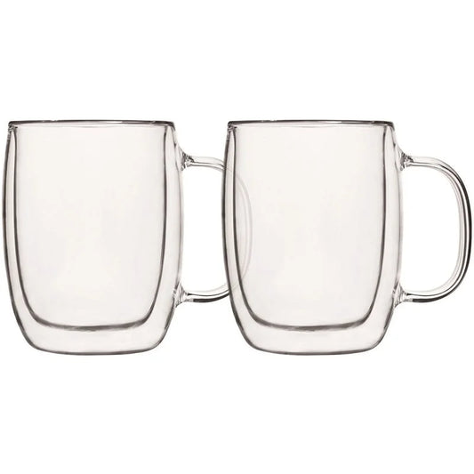 Insulated Double Wall Mug Cup Glass-Set of 4 Mugs/Cups for Coffee,Cappuccino,latte,espresso,Tea,Thermal,Clear,350ml