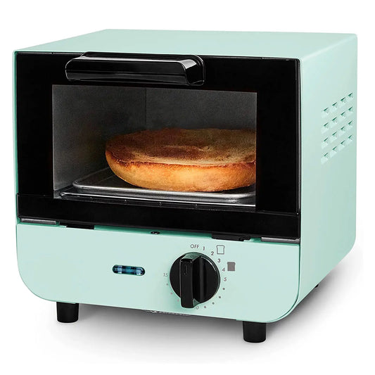 Mini Countertop Toaster Oven Cooker - for Bread & Pizza with Baking Tray Rack (Aqua)