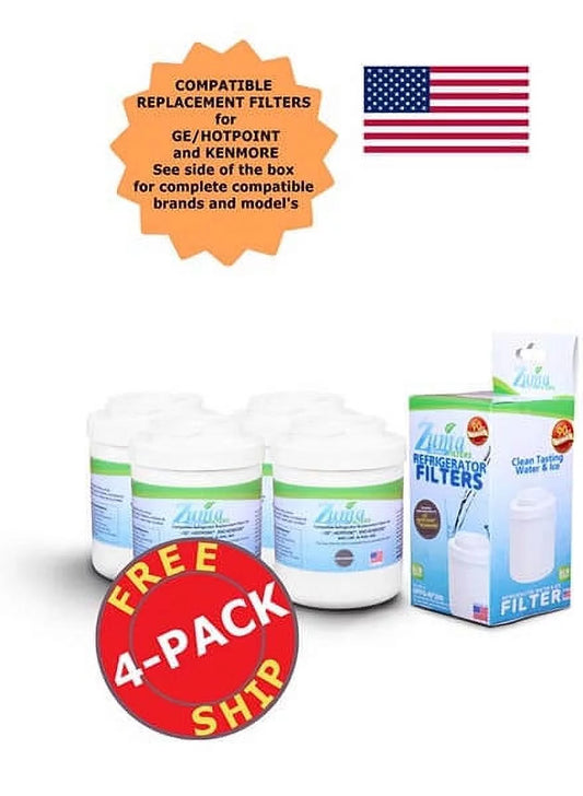 ZUMA Brand , Water and Ice Filter , Model # OPFG-RF300 , Compatible with GE PSB48YSXASS - 4 Pack - Made in U.S.A.
