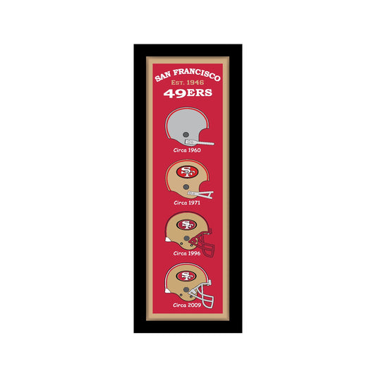 San Francisco 49ers 12 x 36 Helmet Heritage Framed Banner
