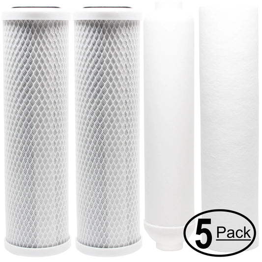 5-Pack Replacement for Filter Kit for Proline Proline Plus RO System - Includes Carbon Block Filters, PP Sediment Filter & Inline Filter Cartridge - Denali Pure Brand