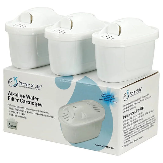 PITCHER OF LIFE Improved 2022 - Alkaline Replacement Filters - Pack of 3