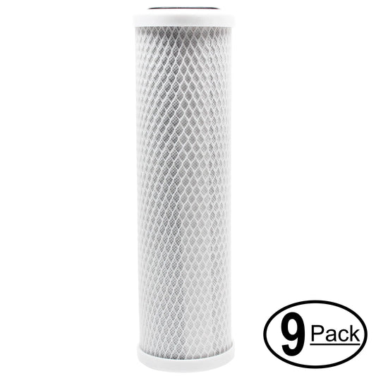 9-Pack Replacement for Expres Water ROUV5MC Activated Carbon Block Filter - Universal 10 inch Filter for Express Water 6 Stage UV Reverse Osmosis Filtration System - Denali Pure Brand