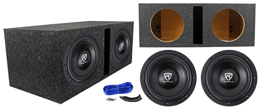 (2) Rockville W10K6D2 V2 10 4000w Car Audio Subwoofers+Vented Sub Box Enclosure