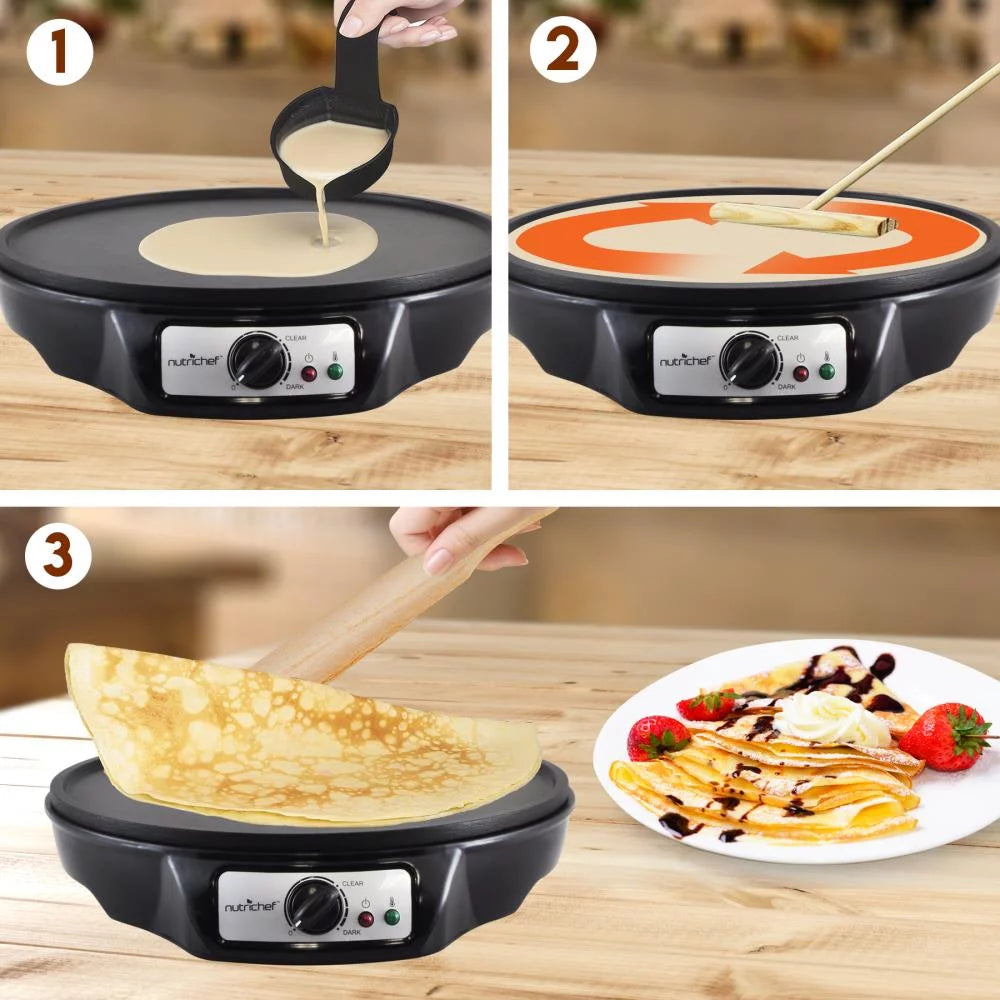 NutriChef AZPCRM12 - Electric Crepe Maker / Griddle, Hot Plate Cooktop