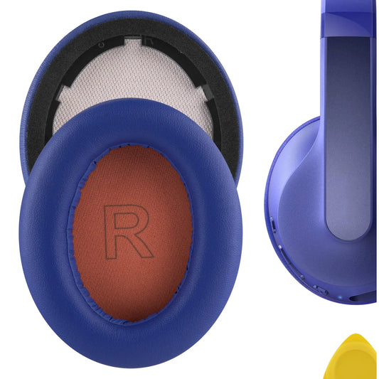 Geekria QuickFit Replacement Ear Pads for Anker Soundcore Life Q10, Q10, Life 2 NEO BT Headphones Ear Cushions, Headset Earpads, Ear Cups Cover Repair Parts (Blue / Orange)