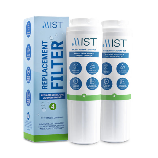 Mist Filter 4, UKF8001, 4396395, EDR4RXD1, 46-9005, Refrigerator Water Filter, 2 Pack