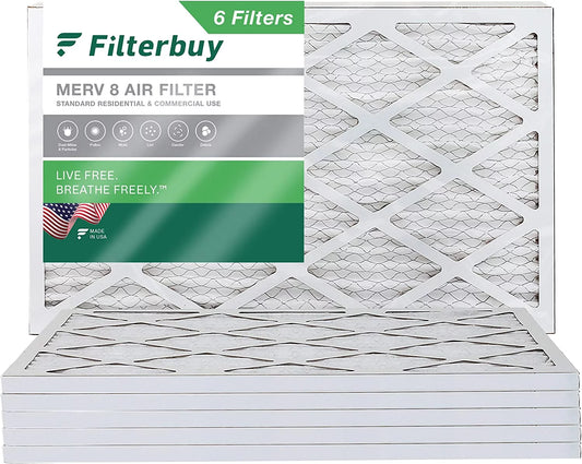 Filterbuy 16x28x1 MERV 8 Pleated HVAC AC Furnace Air Filters (6-Pack)