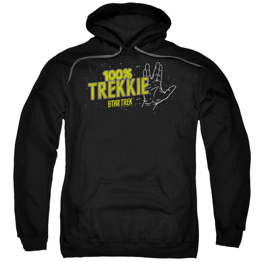 Trevco Star Trek-Trekkie - Adult Pull-Over Hoodie - Black- Small