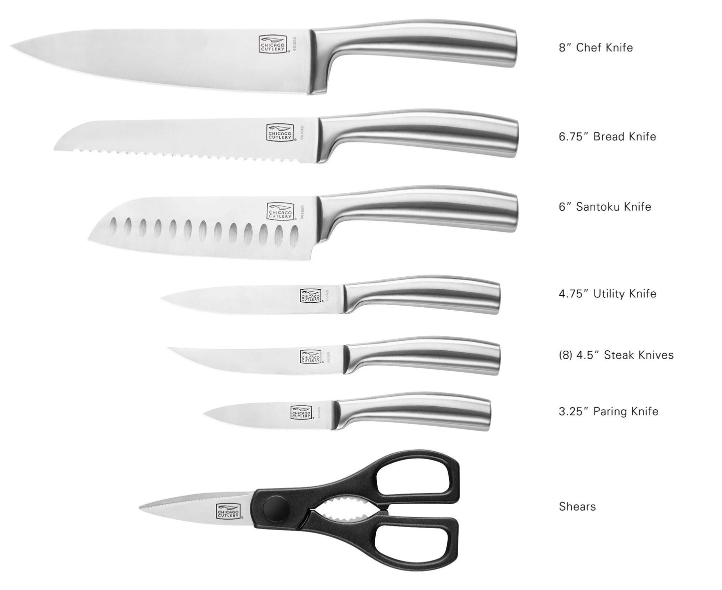 Chicago Cutlery Malden 16-piece Stainless Steel Block Set