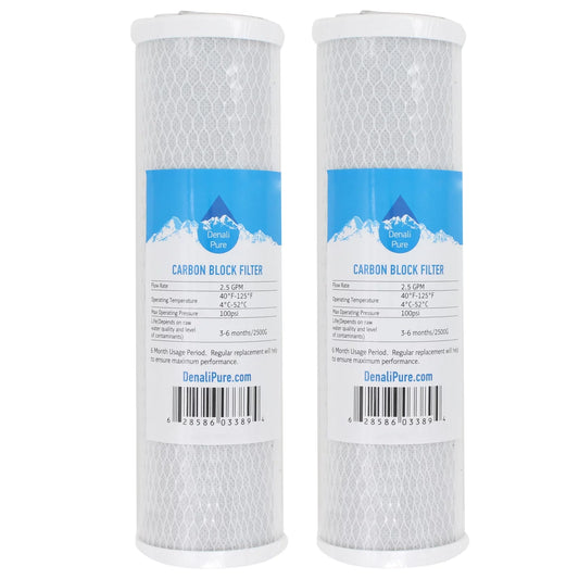 2-Pack Compatible with Culligan RVF-10 Activated Carbon Block Filter - Universal 10 inch Filter for Culligan RVF-10 Exterior Water Filter - Denali Pure Brand