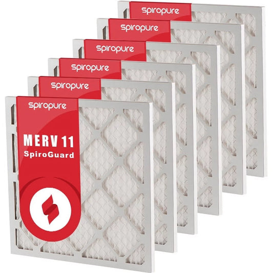 SpiroPure 15x28x1 MERV 11 Pleated Filter Air Filters - Made in USA (6 Pack)