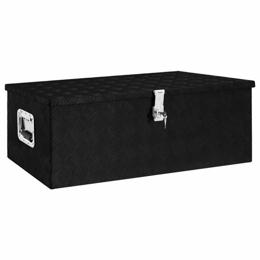 Anself Aluminum Tool Box Truck Toolbox Lockable Underbody Organizer Storage Case Trailer Box Black for Vehicle, Garage, Camping Trip 35.4 x 18.5 x 13.2 Inches (L x W x H)