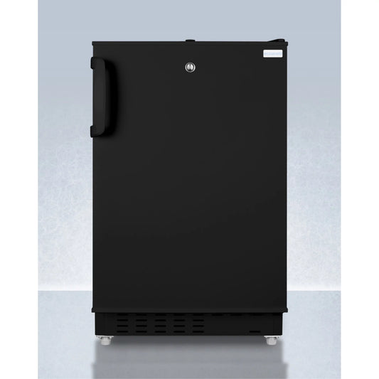 20 wide built-in undercounter ADA compliant refrigerator-freezer in black with a front lock