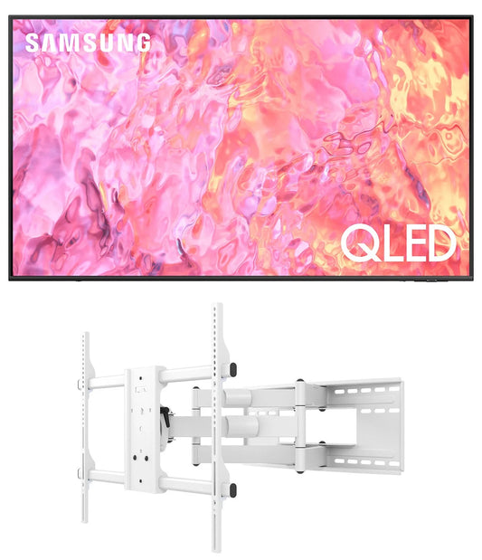 Samsung QN85Q60CAFXZA 85 Inch QLED 4K Quantum HDR Dual LED Smart TV with a Kanto FMX3W Full Motion TV Mount with 28 Inch Extension for 40 Inch-90 Inch TVs (2023)