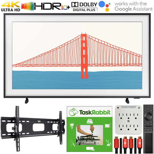 Samsung QN55LS03AA 55 Inch The Frame QLED 4K Smart TV 2021 Bundle with TaskRabbit Installation Services + Deco Gear Wall Mount + HDMI Cables + Surge Adapter