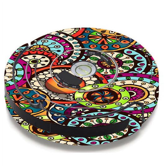 Skin Decal For Irobot Roomba 650 655 Vacuum / Ethnic Circles Pattern