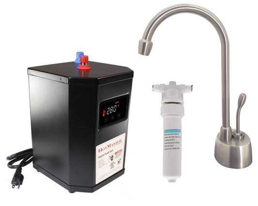 Westbrass DT1F271-07 Develosah 9 1-Handle Hot Water Dispenser Faucet with Heating Tank Filter Unit, Satin Nickel
