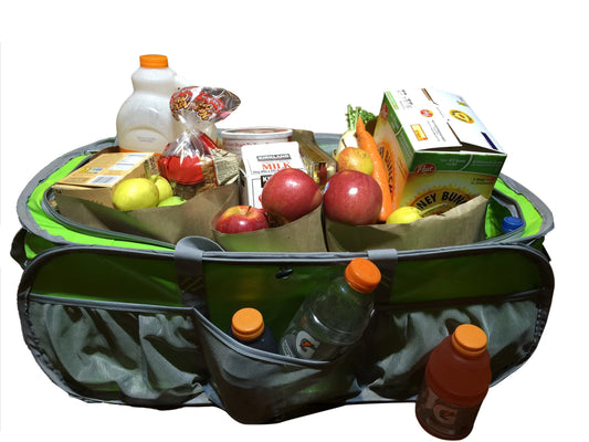 K-Cliffs Trunk Organizer Heavy Duty Cargo Bag Large Tarpaulin Gym Duffel Laundry Bag Closet Organizer Bag Market Grocery Bag Beach Picnic Tote Bag Fit Truck SUV & Car Lime Green / Silver