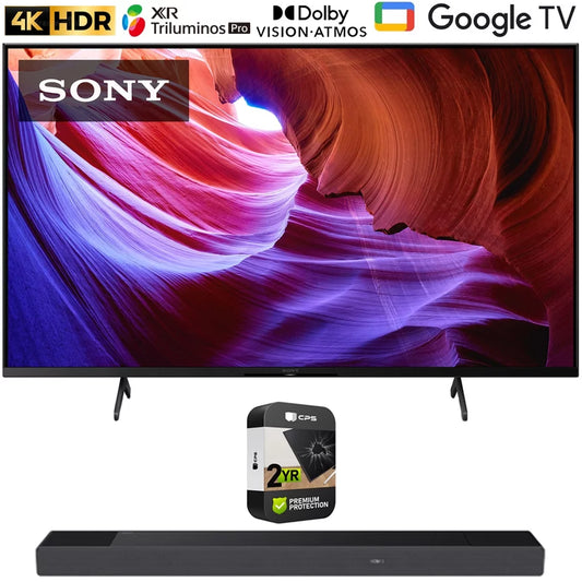 Sony KD55X85K 55 X85K 4K HDR LED TV with smart Google TV (2022 Model) Bundle with Sony 7.1.2ch 500W Dolby Atmos Soundbar and Premium 2 Year Extended Warranty