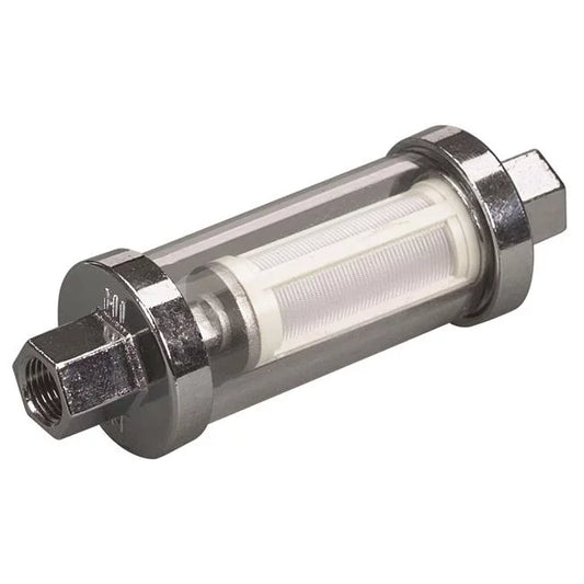 Moeller Manufacturing 033319-10 Universal Inline Glass View Fuel Filter - Clear 6in. H x 1.75in. W x 4.25in. L-
