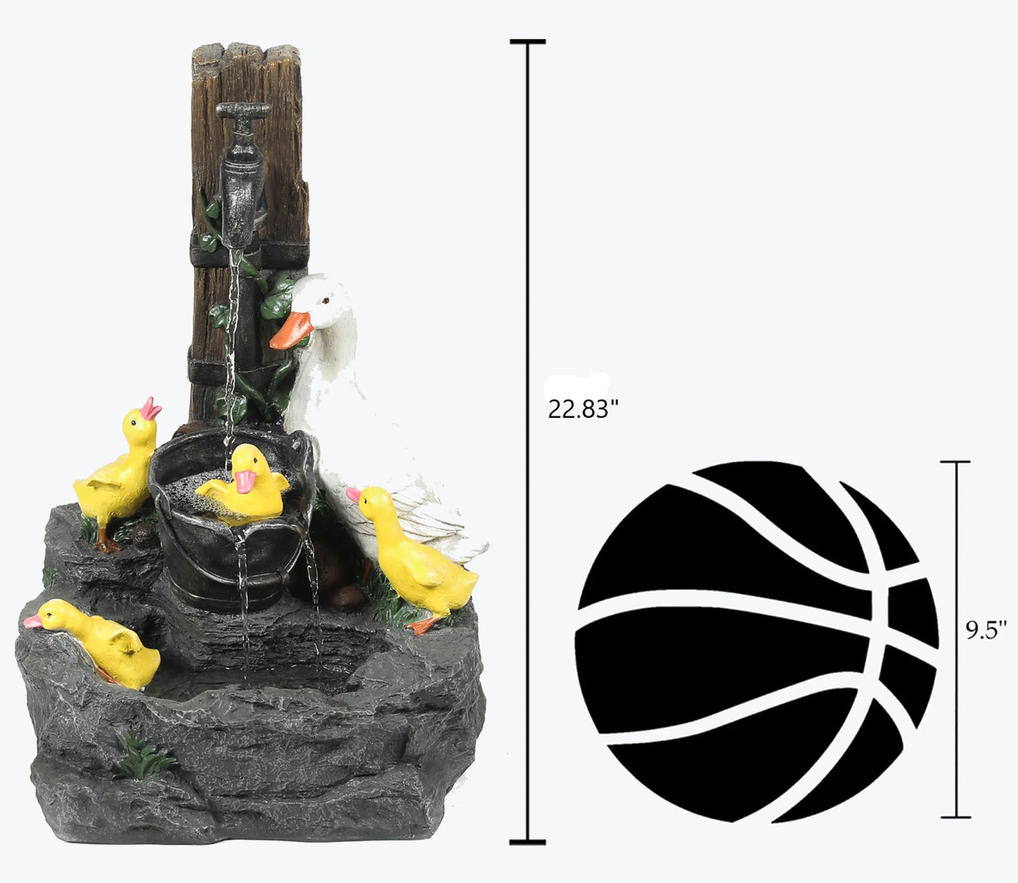 Resin Farmhouse Duck Family Bath Outdoor Fountain