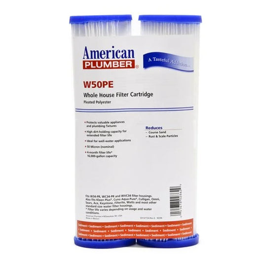 Package Of 7 American Plumber W50PE Pleated Polyester Water Filters