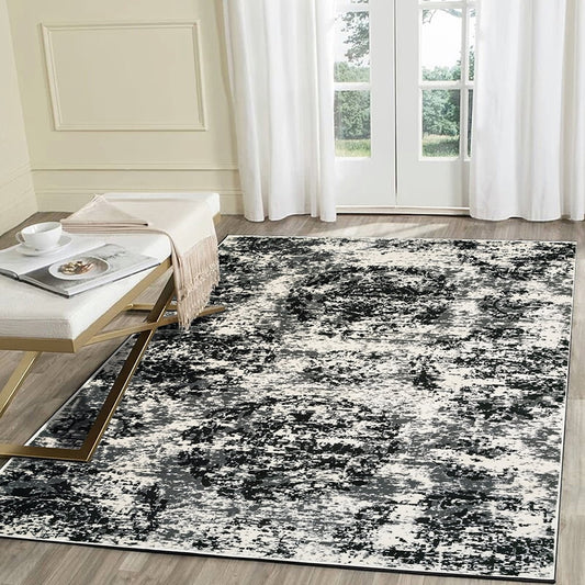Ox Bay Infinity 5 x 7 Gray Black White Distressed Medallion Area Rug